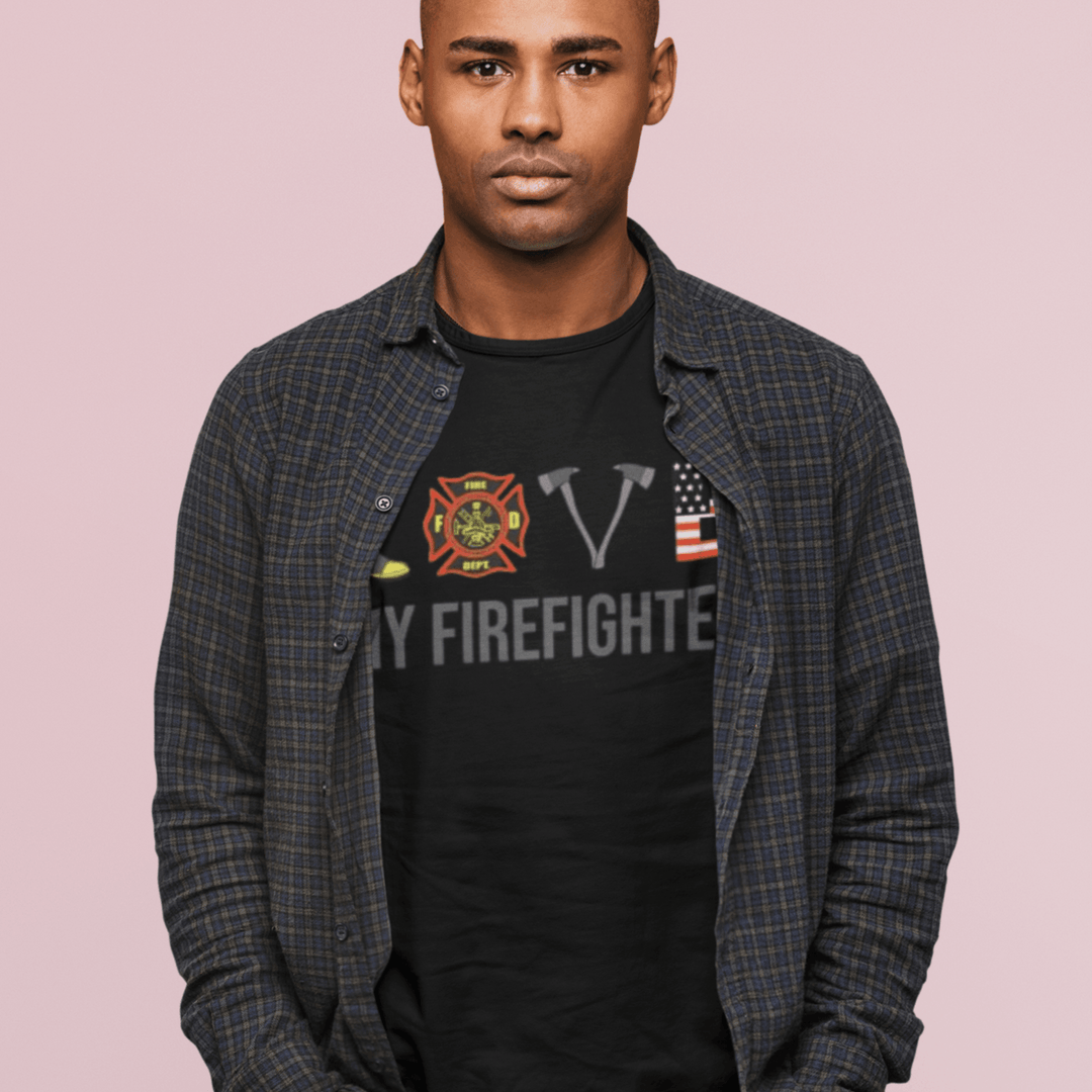 Occupation T-shirt Love My Firefighter 100% Cotton Unisex Crew Neck Top - TopKoalaTee