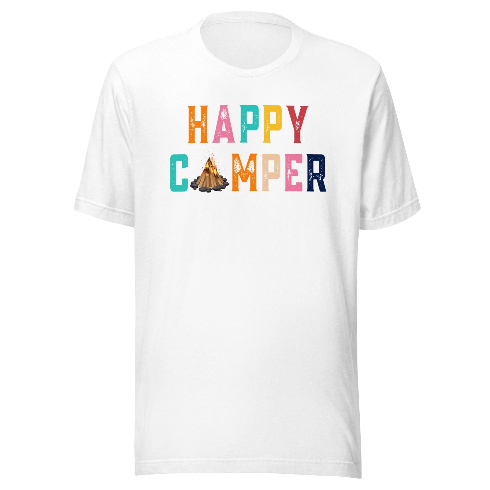 Outdoors T-Shirt Happy Camper Short Sleeve Unisex Top - TopKoalaTee