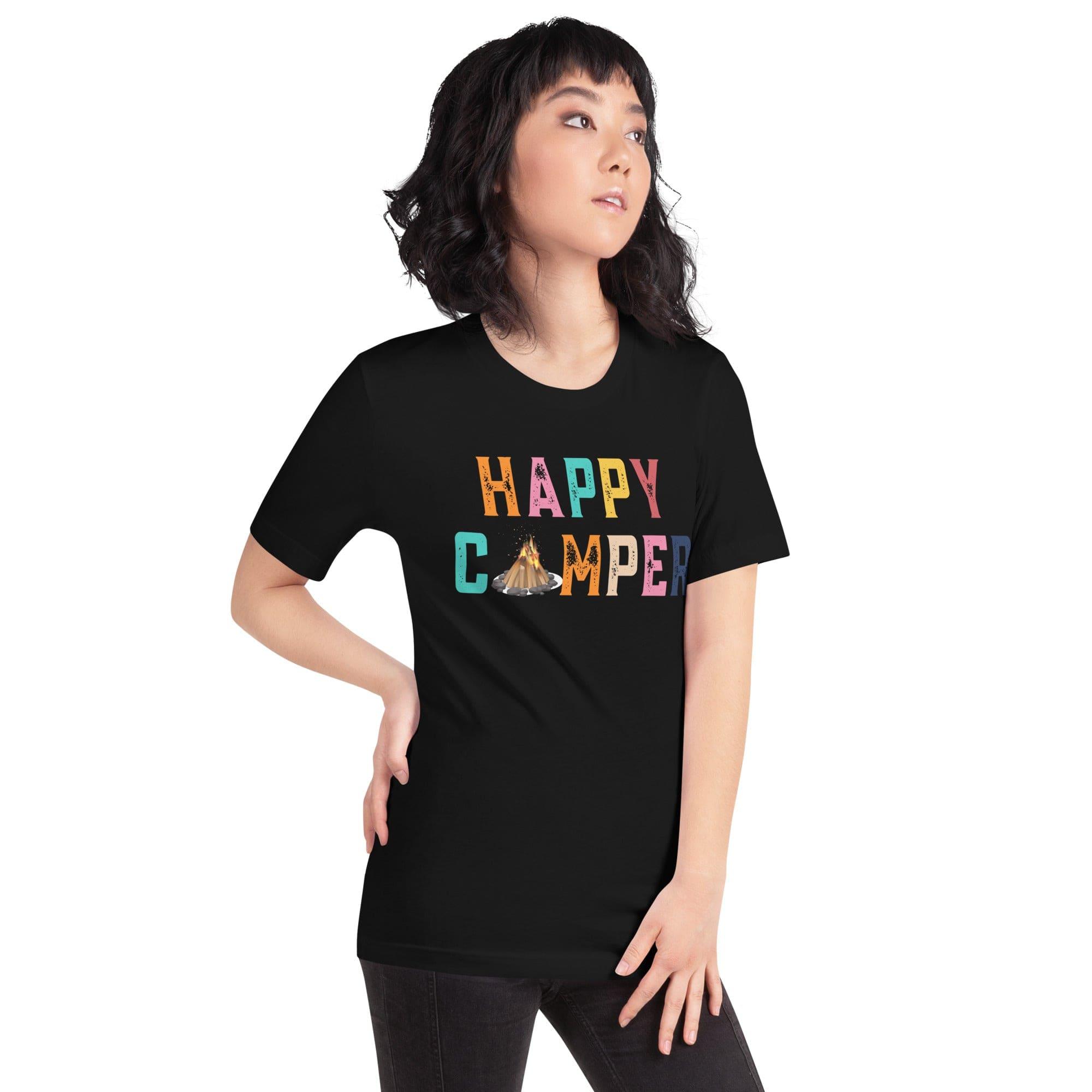 Outdoors T-Shirt Happy Camper Short Sleeve Unisex Top - TopKoalaTee