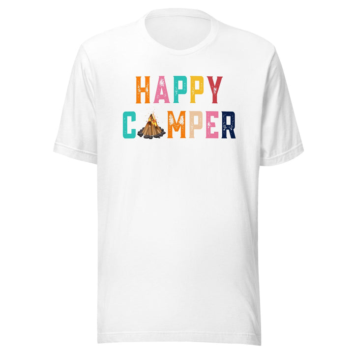 Outdoors T-Shirt Happy Camper Short Sleeve Unisex Top - TopKoalaTee