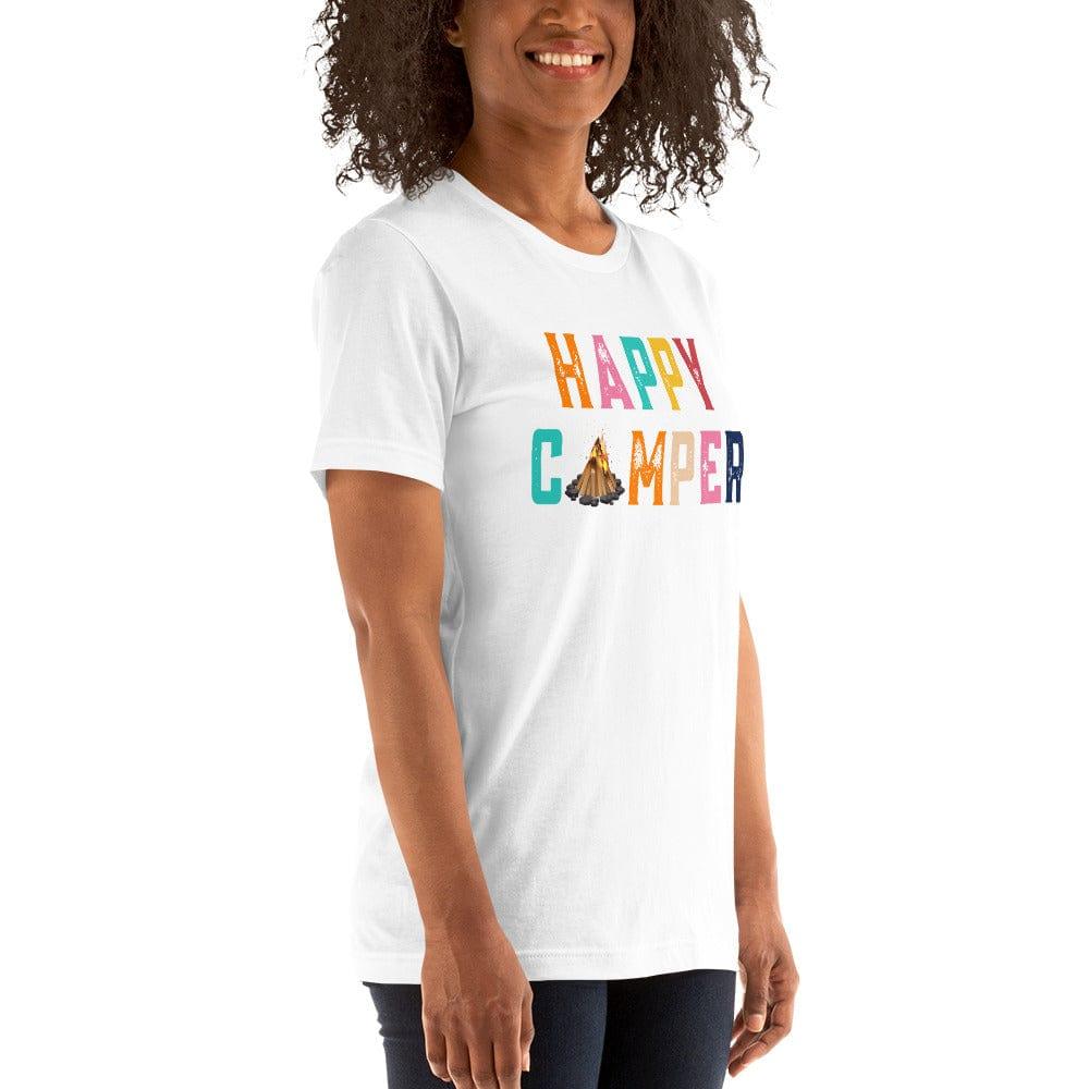 Outdoors T-Shirt Happy Camper Short Sleeve Unisex Top - TopKoalaTee