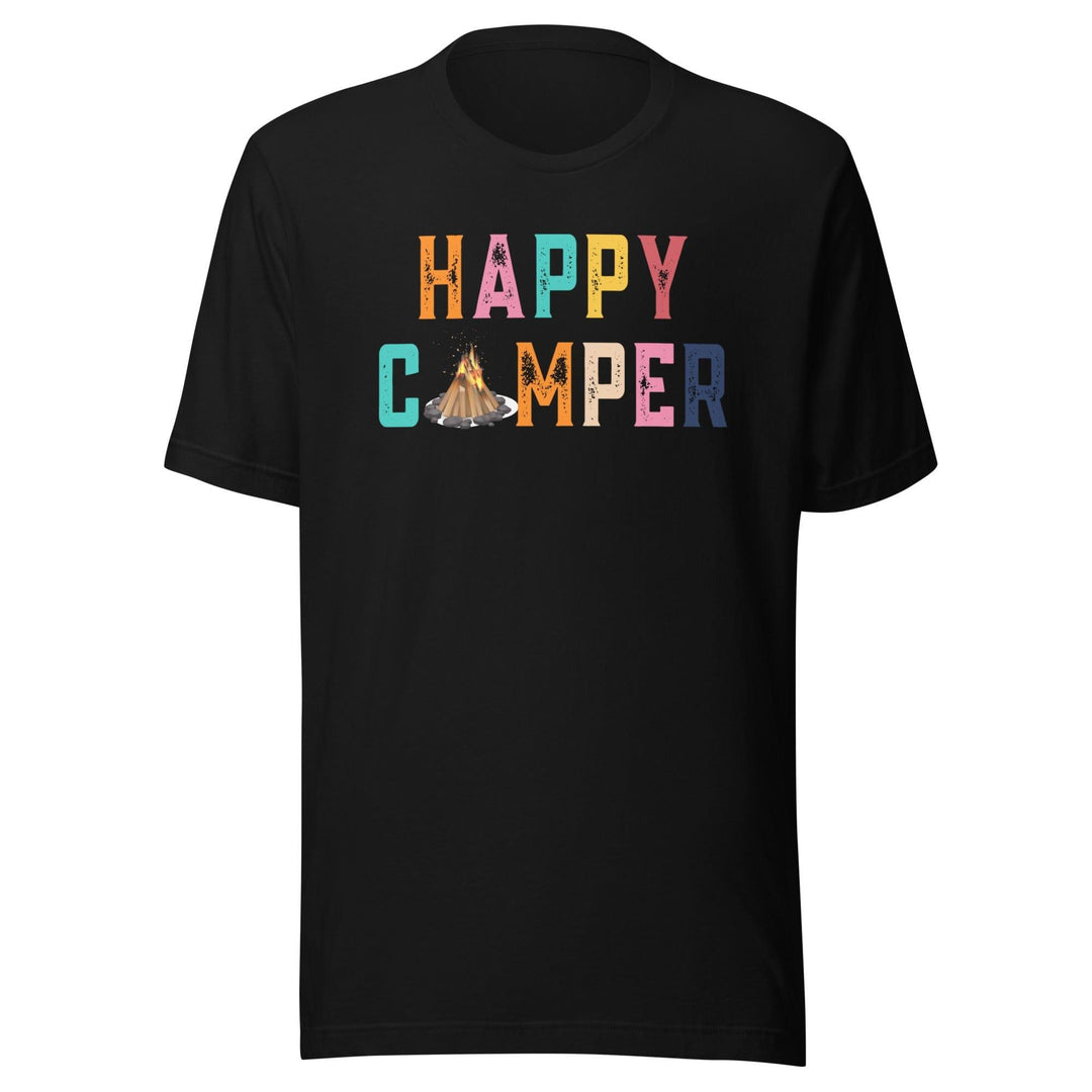 Outdoors T-Shirt Happy Camper Short Sleeve Unisex Top - TopKoalaTee