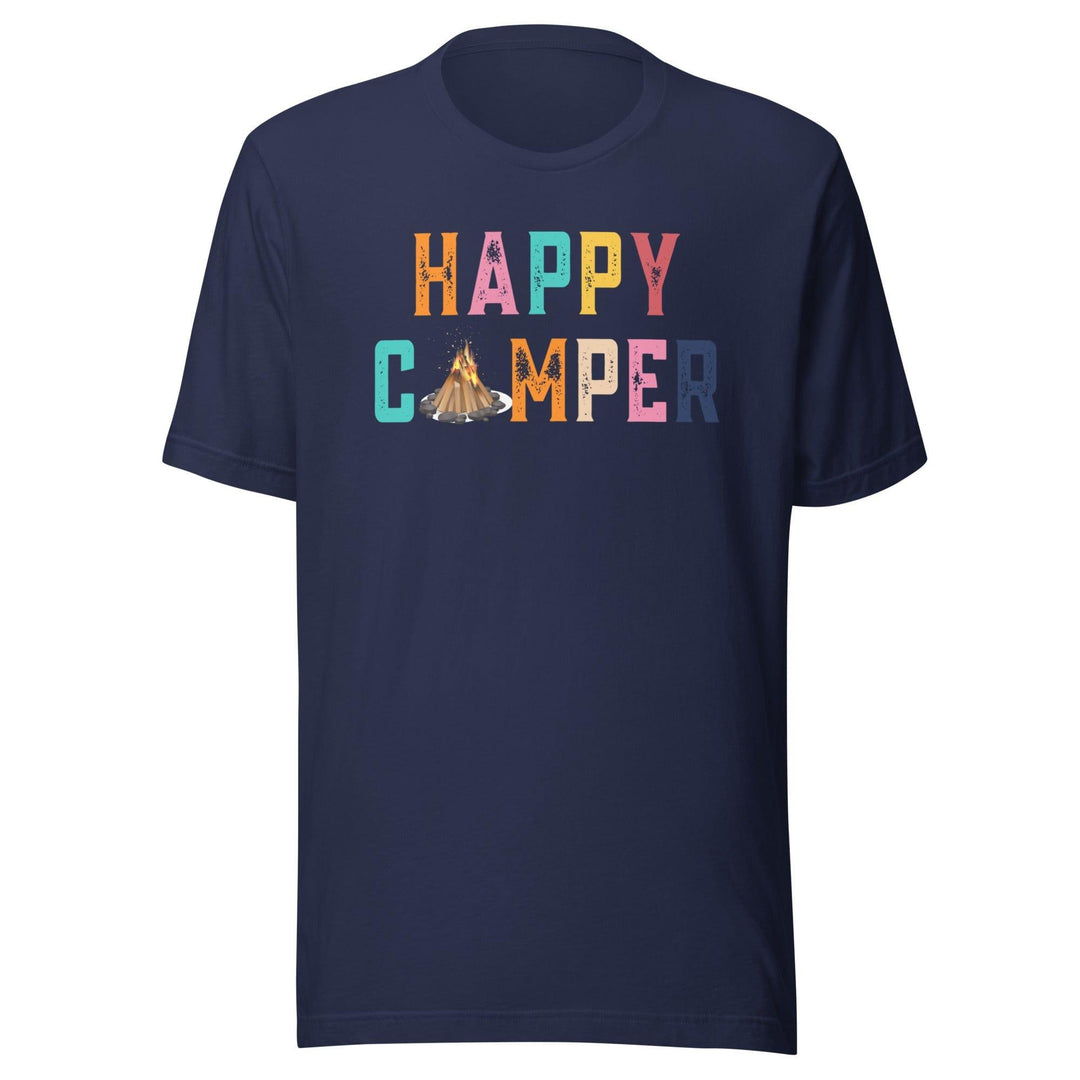 Outdoors T-Shirt Happy Camper Short Sleeve Unisex Top - TopKoalaTee