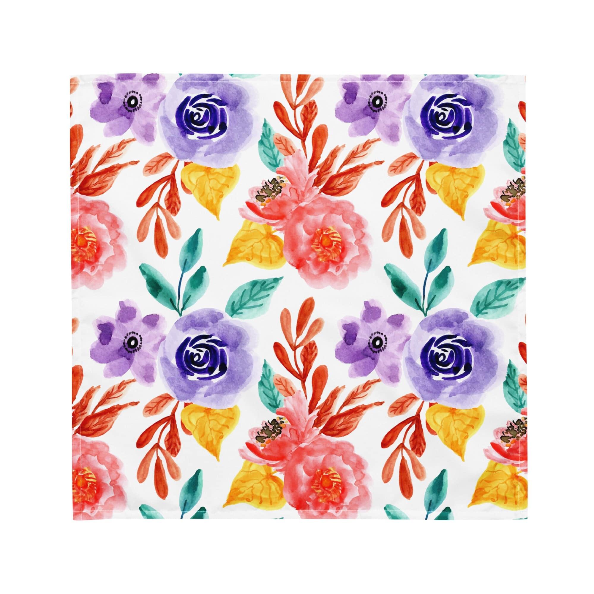 Painted Watercolor Flowers Designer Bandana Neck Scarf - TopKoalaTee