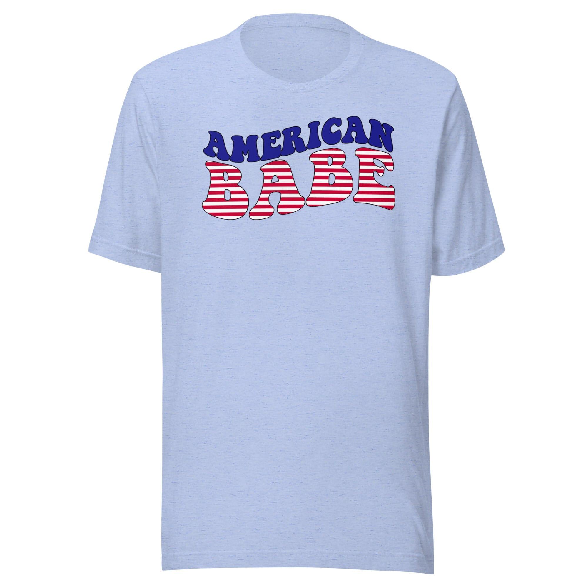 Patriotic T-shirt American Babe in Red White and Blue Short Sleeve Top - TopKoalaTee