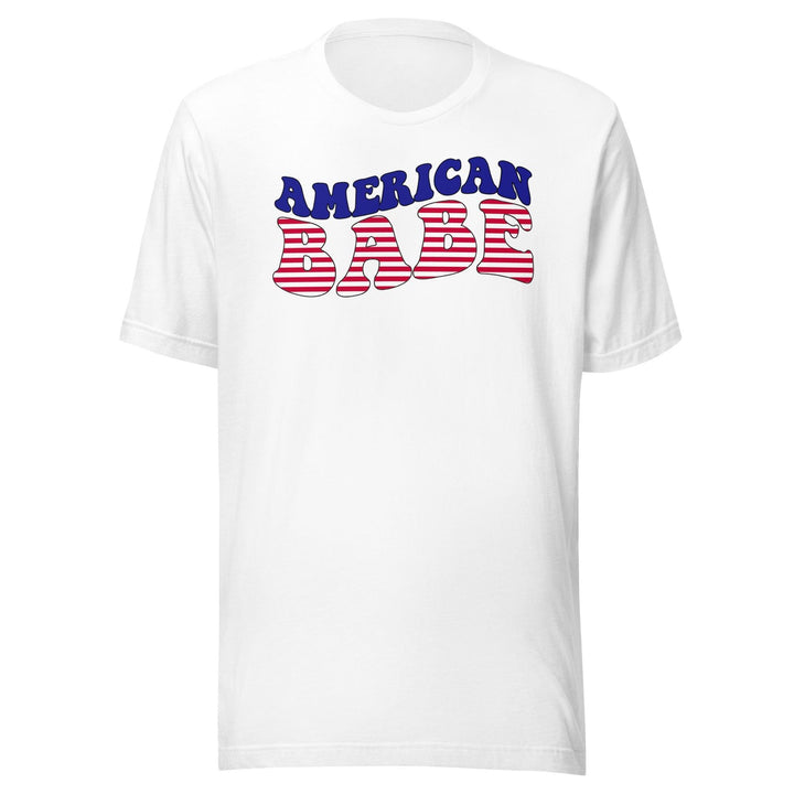 Patriotic T-shirt American Babe in Red White and Blue Short Sleeve Top - TopKoalaTee