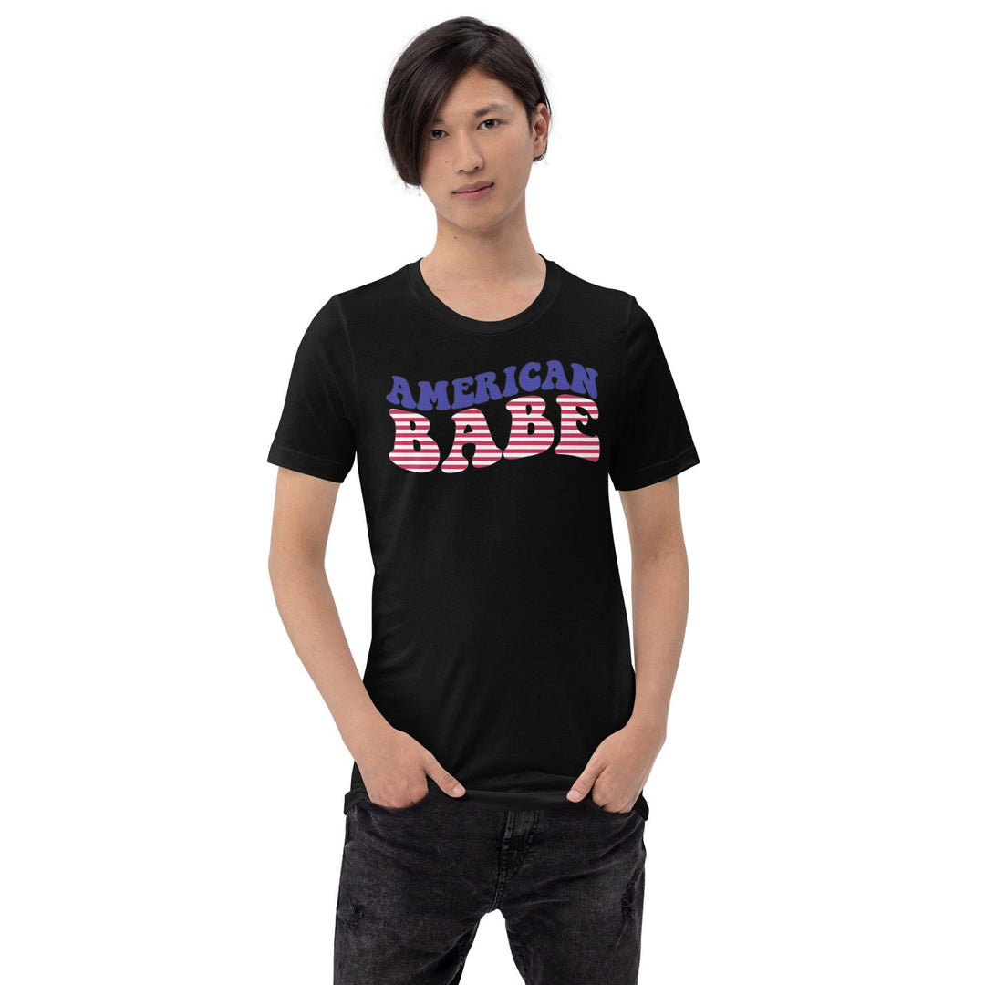 Patriotic T-shirt American Babe in Red White and Blue Short Sleeve Top - TopKoalaTee