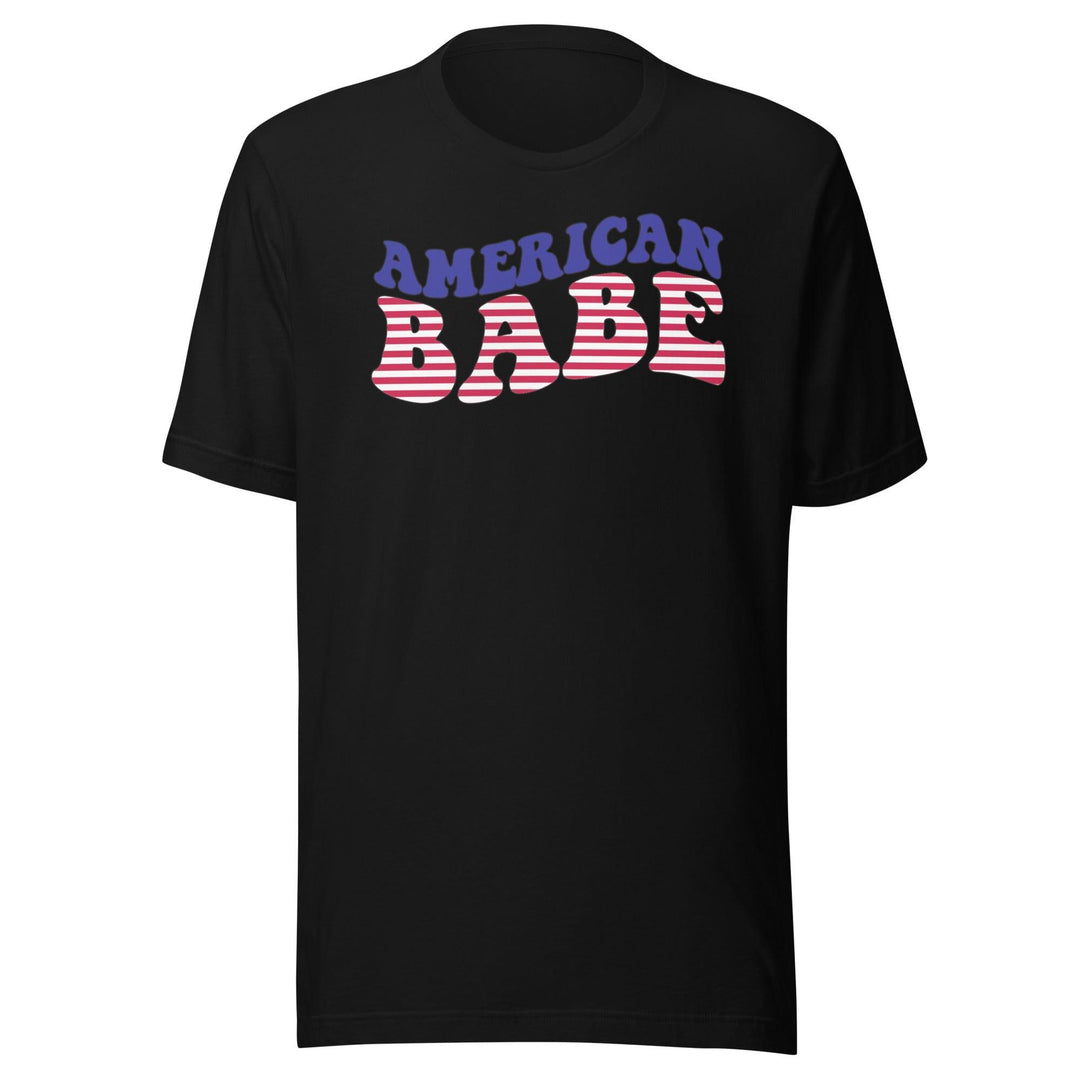 Patriotic T-shirt American Babe in Red White and Blue Short Sleeve Top - TopKoalaTee