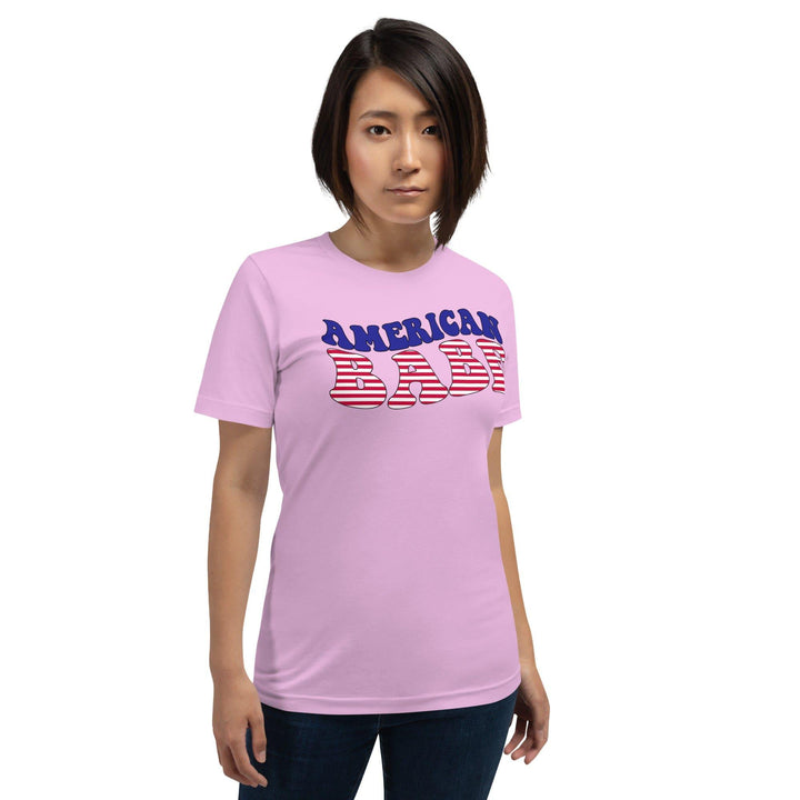 Patriotic T-shirt American Babe in Red White and Blue Short Sleeve Top - TopKoalaTee