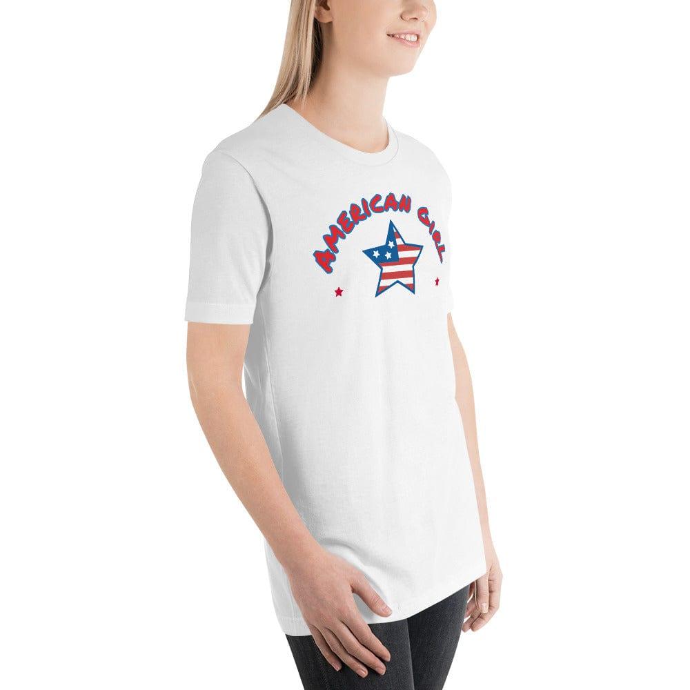 Patriotic T-shirt American Girl Short Sleeve Top - TopKoalaTee