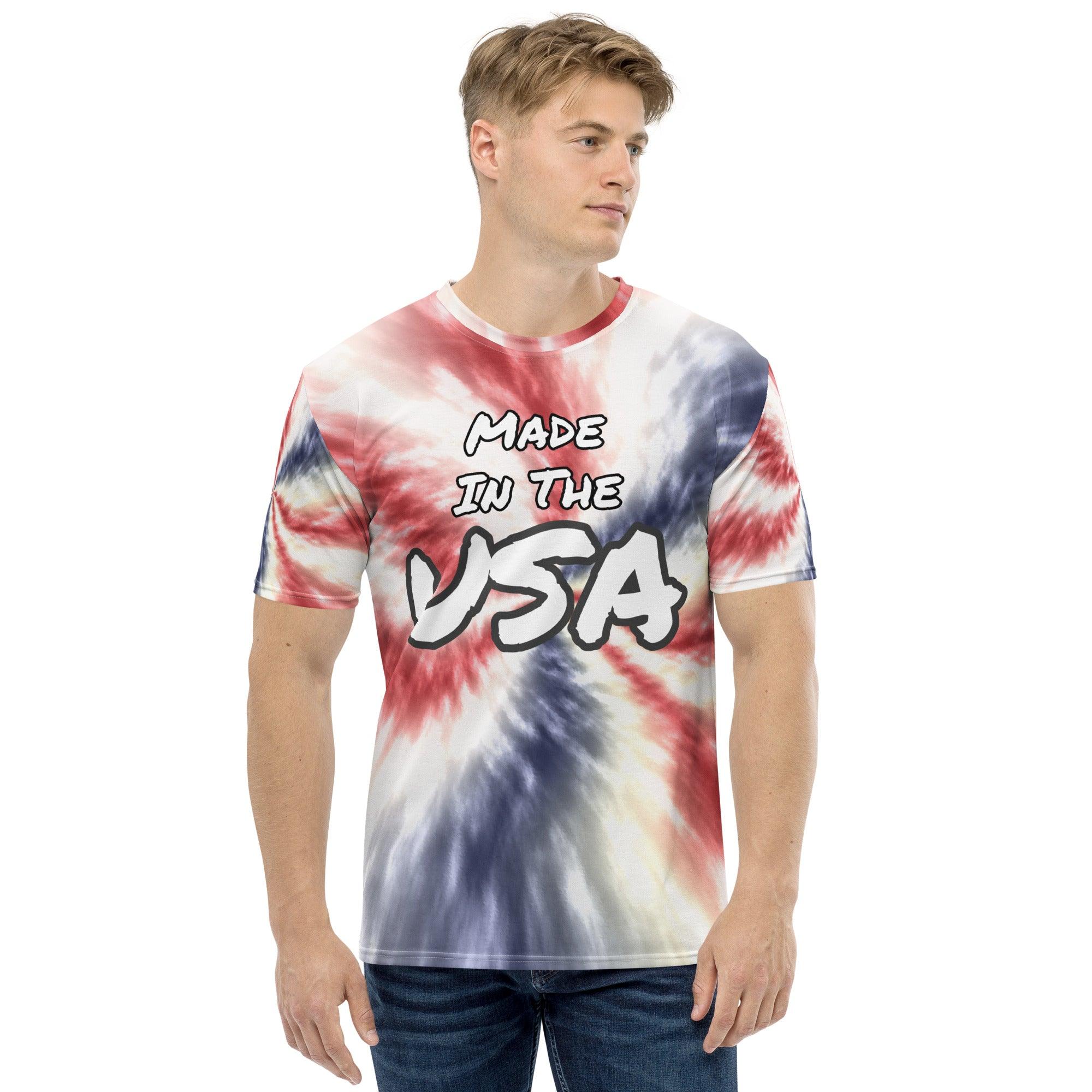 Patriotic T-Shirt Blurred Tie Dye Made In the USA Men's Top - TopKoalaTee