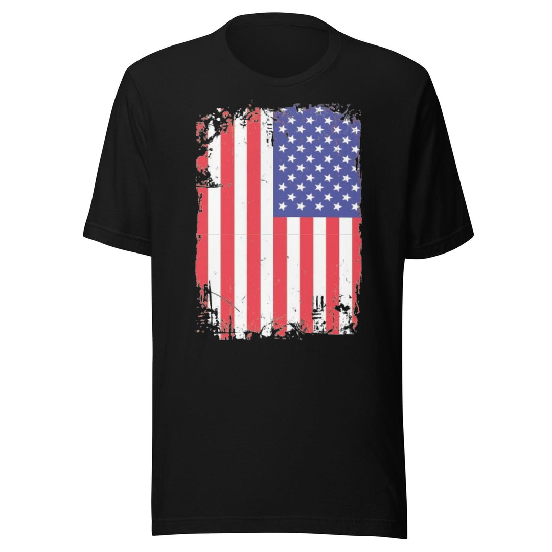 Patriotic T-Shirt Distressed American Flag 100% Cotton Unisex Crew Neck Top - TopKoalaTee