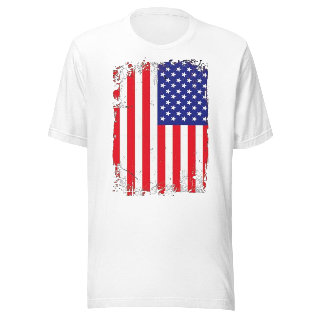 Patriotic T-Shirt Distressed American Flag 100% Cotton Unisex Crew Neck Top - TopKoalaTee