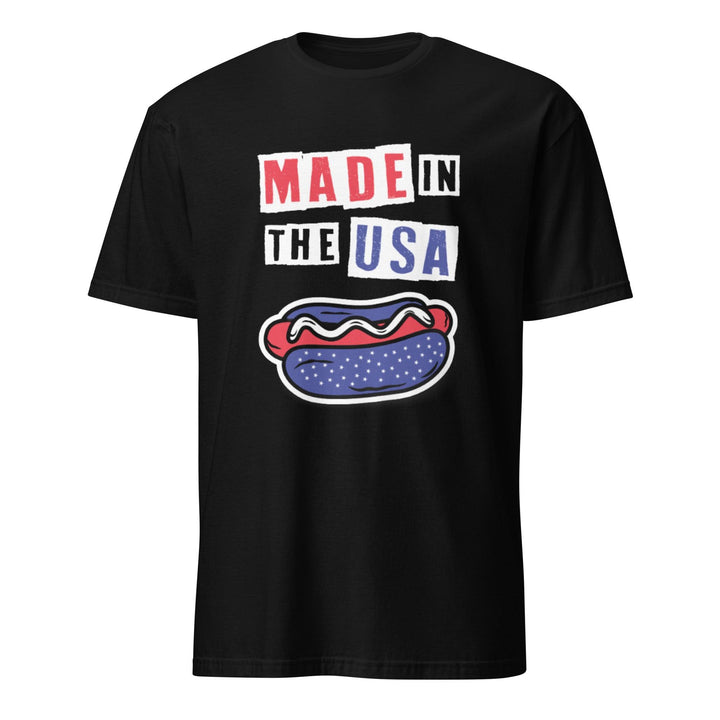 Patriotic T-shirt Hot Dog Made In The Usa Short Sleeve 100% Cotton Crew Neck Top - TopKoalaTee