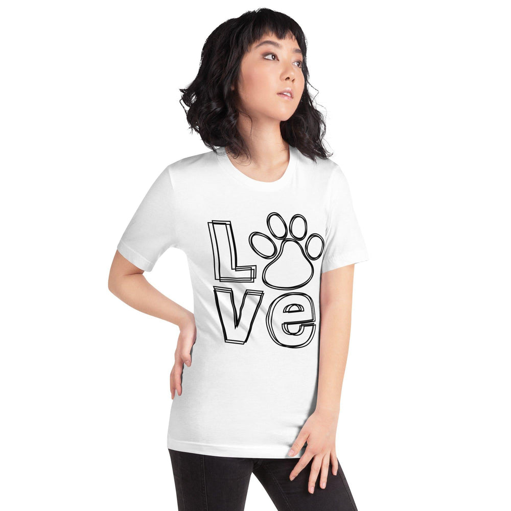 Pet T-shirt Love with O as Puppy Paw Short Sleeve Unisex Top - TopKoalaTee