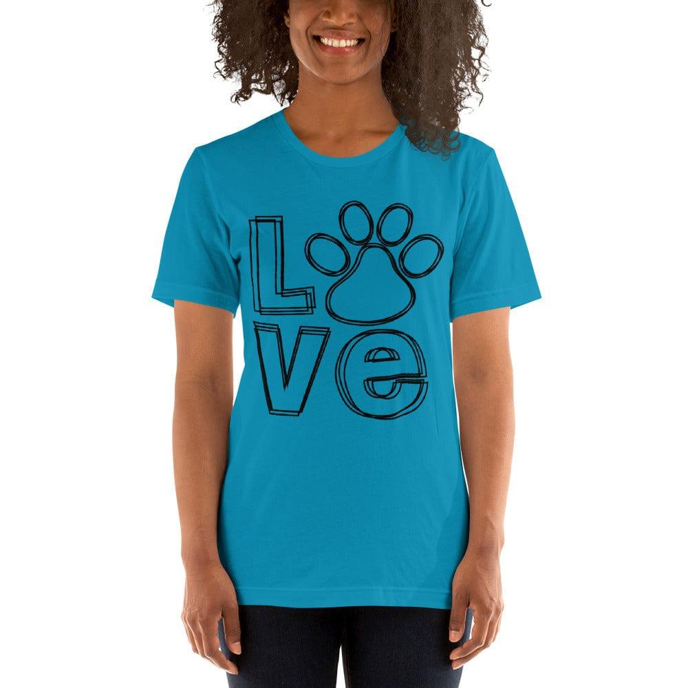 Pet T-shirt Love with O as Puppy Paw Short Sleeve Unisex Top - TopKoalaTee