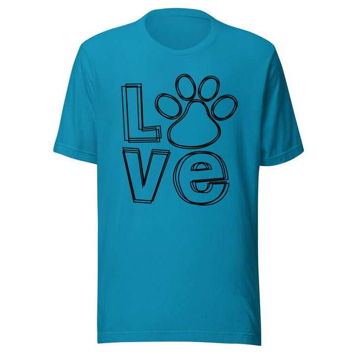 Pet T-shirt Love with O as Puppy Paw Short Sleeve Unisex Top - TopKoalaTee