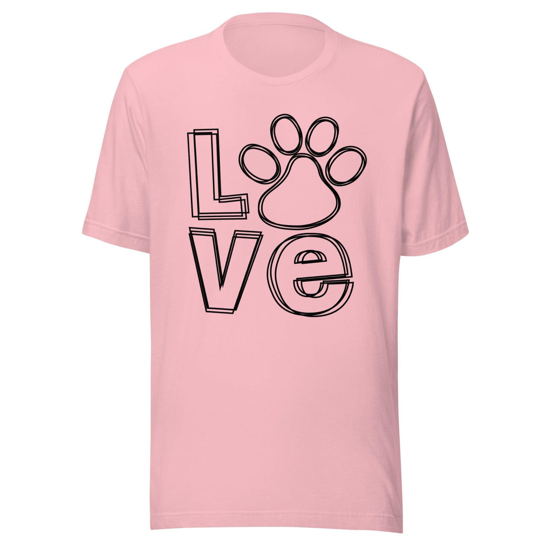 Pet T-shirt Love with O as Puppy Paw Short Sleeve Unisex Top - TopKoalaTee