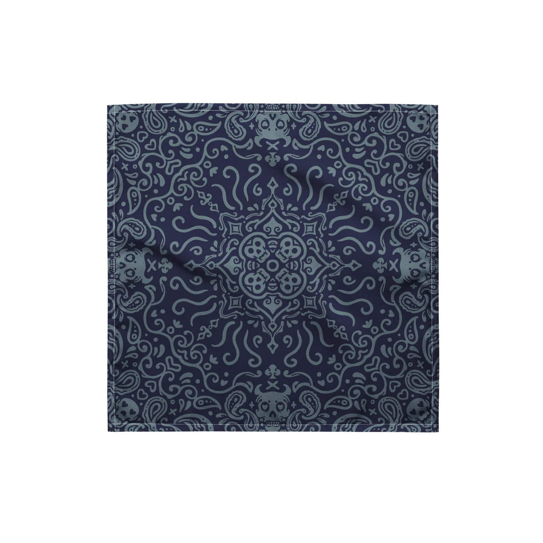 Pirate Skull Paisley Pattern on Blue Background Designer Neckerchief Bandana - TopKoalaTee