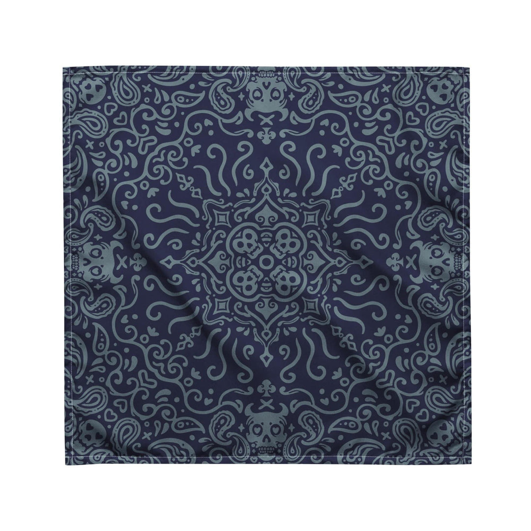 Pirate Skull Paisley Pattern on Blue Background Designer Neckerchief Bandana - TopKoalaTee