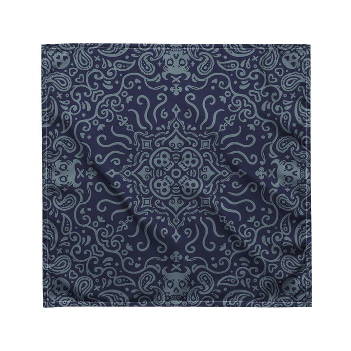 Pirate Skull Paisley Pattern on Blue Background Designer Neckerchief Bandana - TopKoalaTee