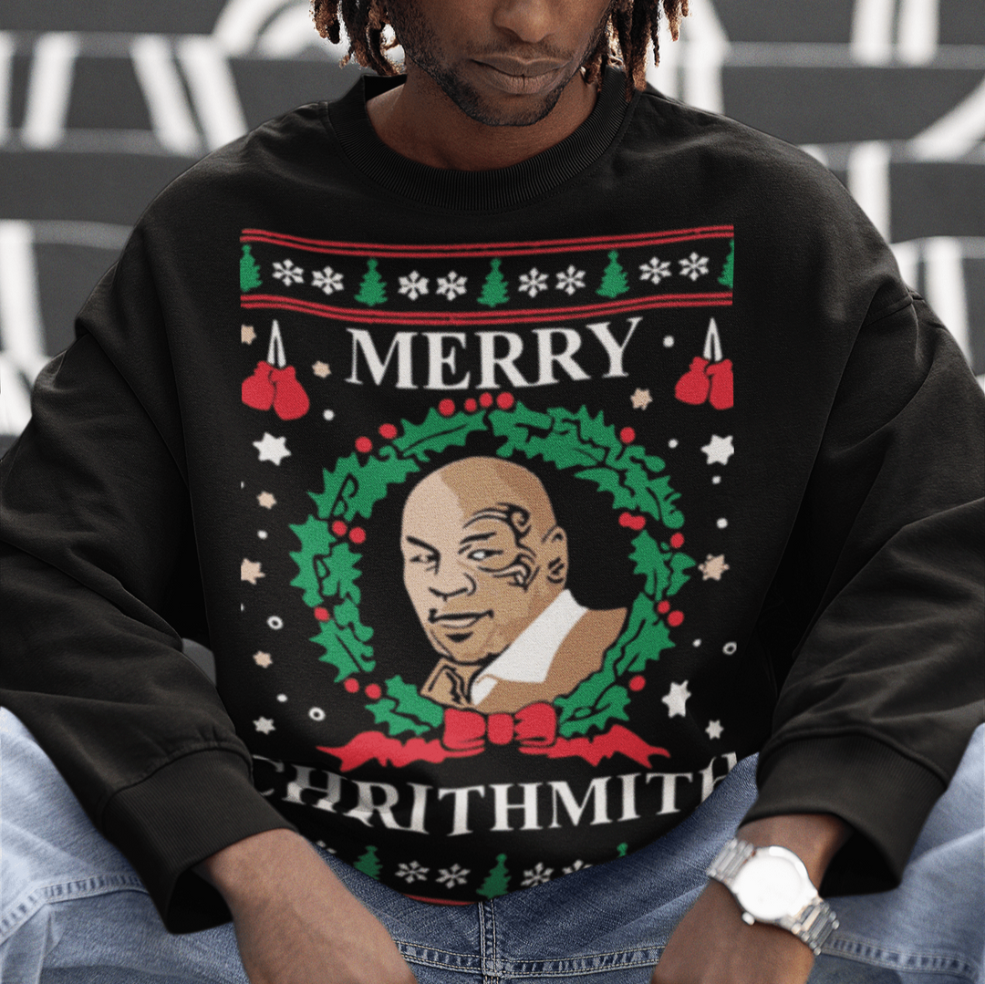 Plus Size Merry Chrithmith Mike Tyson Unisex Ugly Christmas Sweater - TopKoalaTee