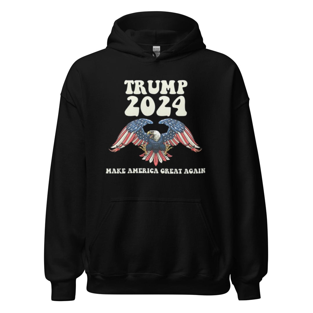 Political Hoodie American Eagle Trump 2024 Midweight Blended Cotton Unisex Pullover - TopKoalaTee