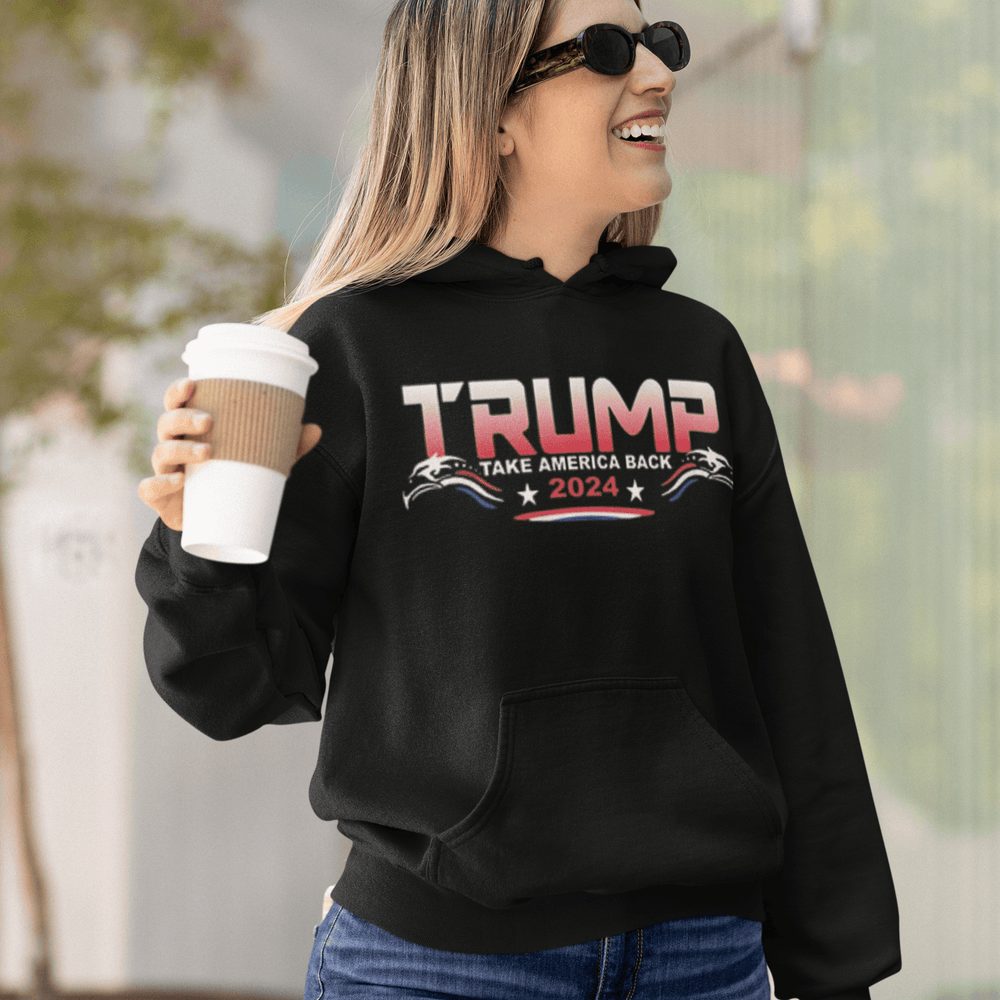 Political Hoodie Trump 2024 Take America Back Again Blended Cotton Ultra Soft Pullover - TopKoalaTee