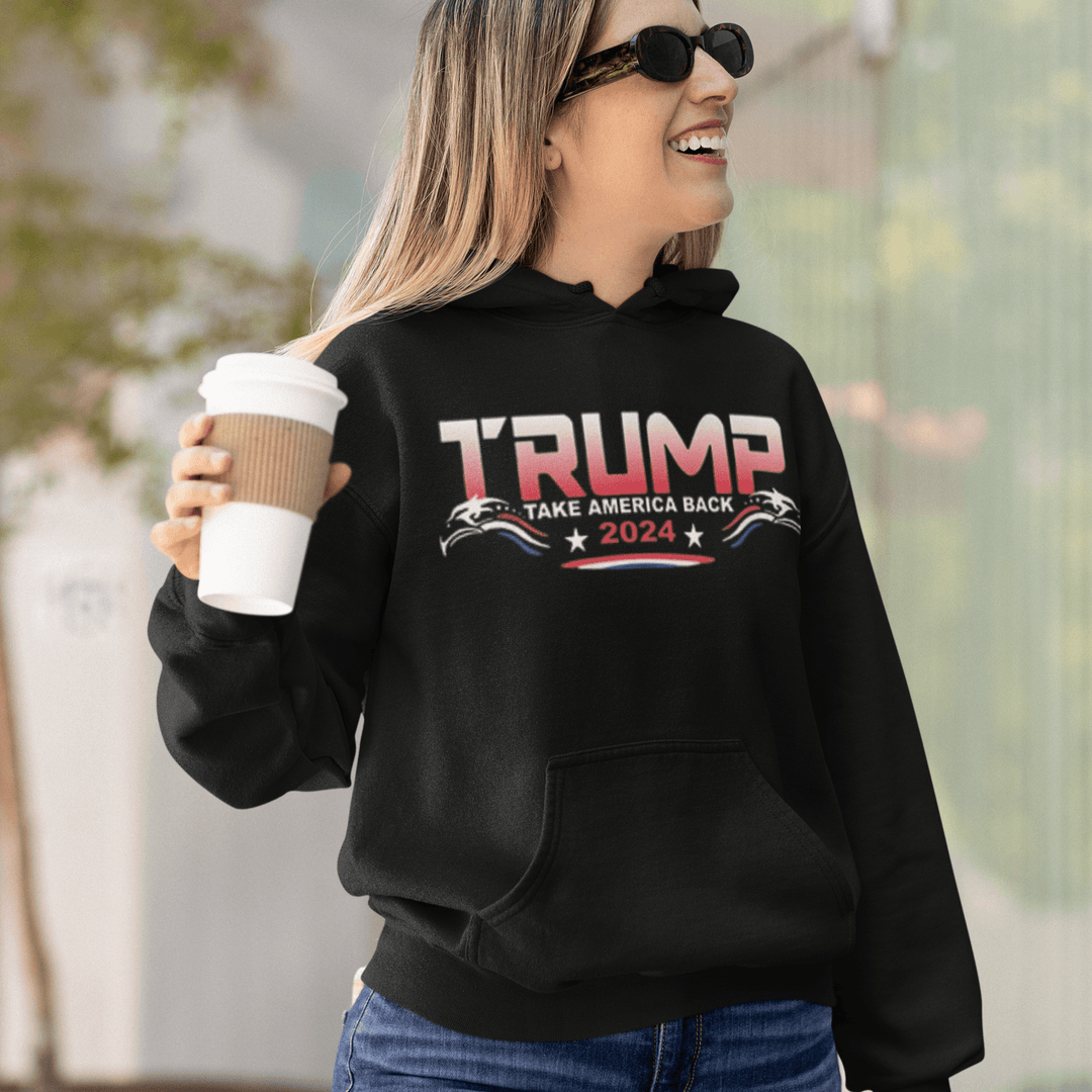 Political Hoodie Trump 2024 Take America Back Again Blended Cotton Ultra Soft Pullover - TopKoalaTee