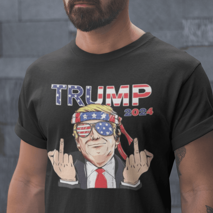 Political Humor T-Shirt Patriotic Trump 2024 Double Birding Short Sleeve Crew Neck Top - TopKoalaTee