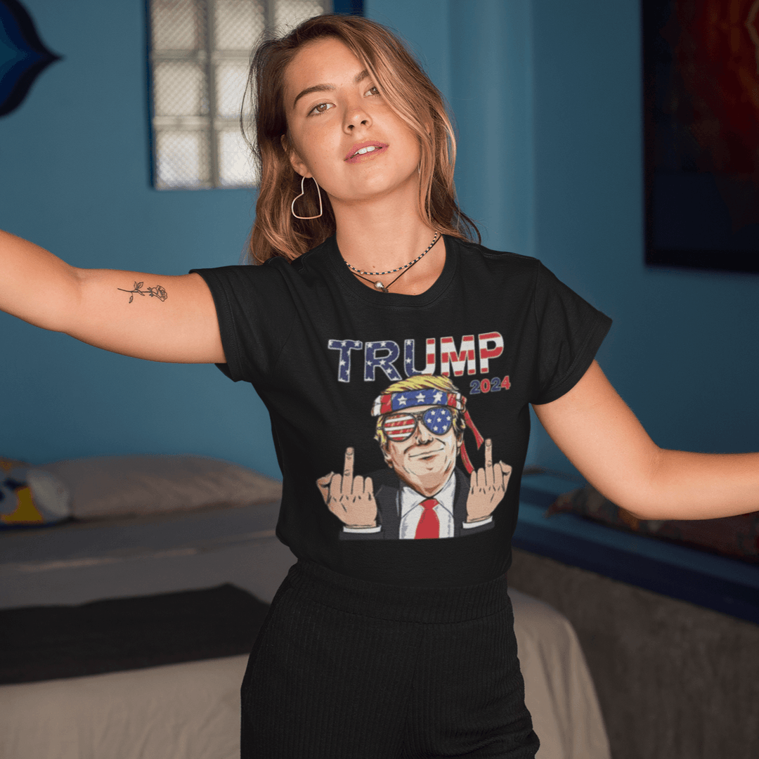 Political Humor T-Shirt Patriotic Trump 2024 Double Birding Short Sleeve Crew Neck Top - TopKoalaTee