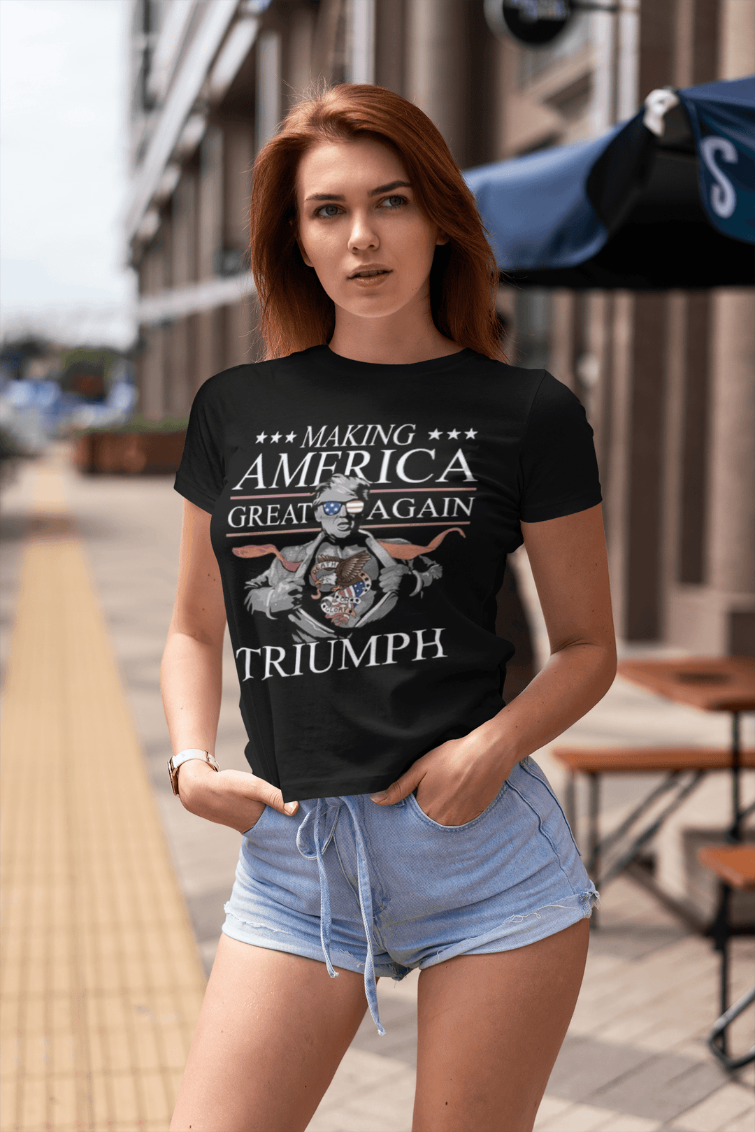 Political Humor T-Shirt Super Trump MAGA Triumph Ultra Soft Cotton Short Sleeve Crew Neck Top - TopKoalaTee