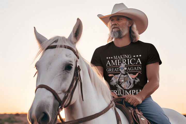 Political Humor T-Shirt Super Trump MAGA Triumph Ultra Soft Cotton Short Sleeve Crew Neck Top - TopKoalaTee