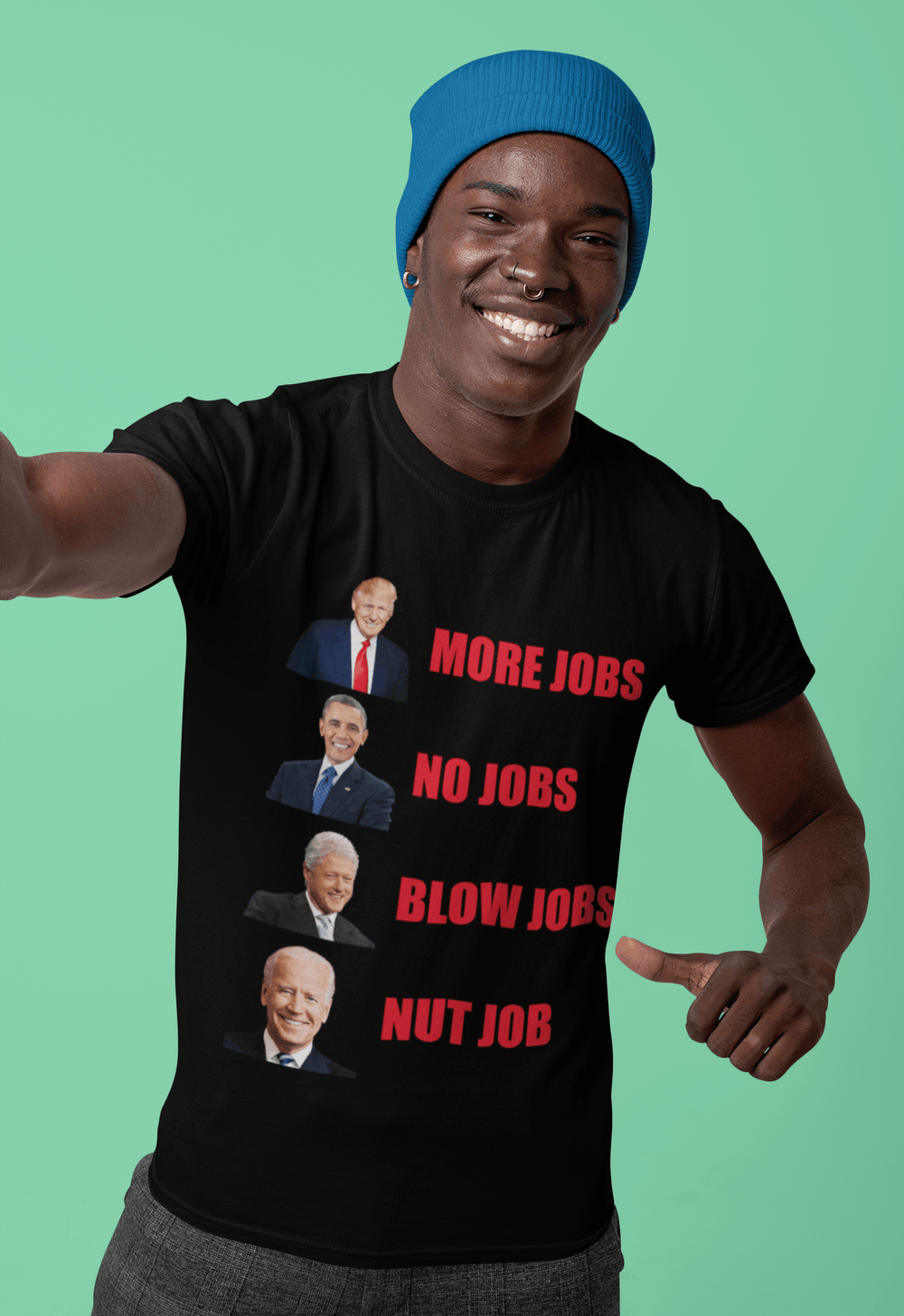 Political Humor T-Shirt Trump More Jobs Biden Nut Job - TopKoalaTee