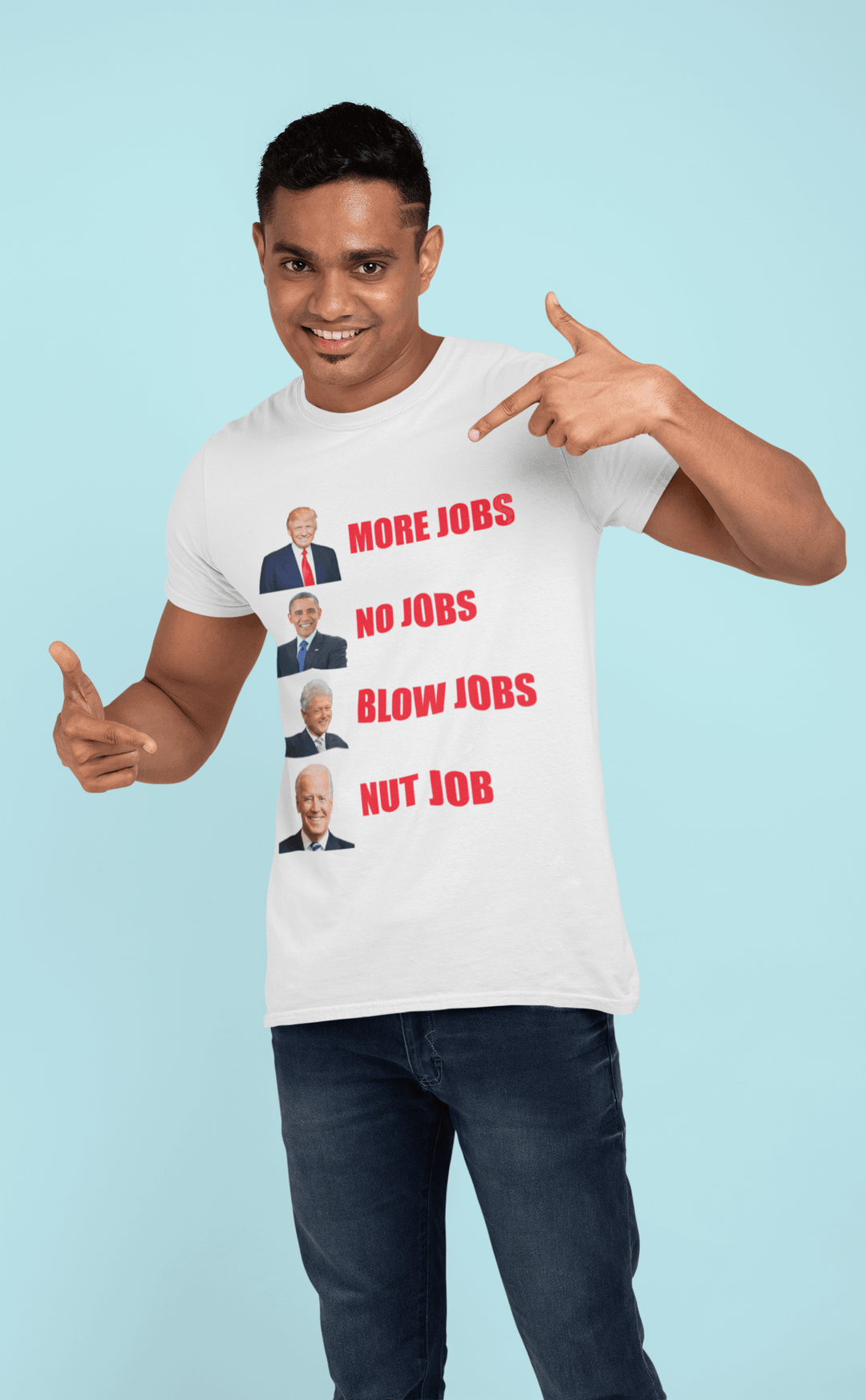 Political Humor T-Shirt Trump More Jobs Biden Nut Job - TopKoalaTee