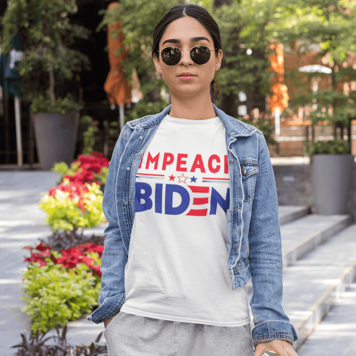 Political T-Shirt Impeach Biden Short Sleeve Ultra Soft Cotton Crew Neck Top - TopKoalaTee