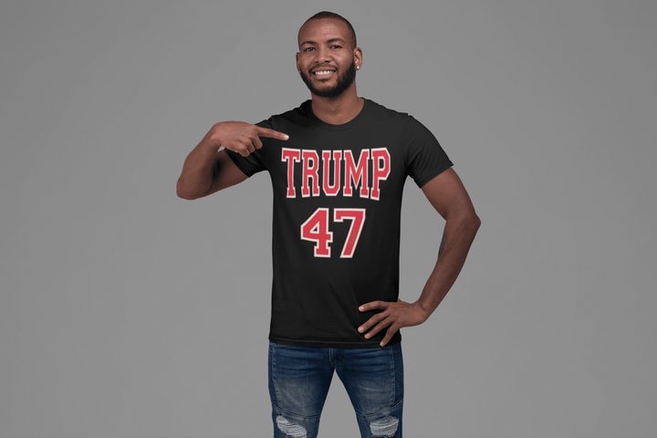 Political T-Shirt Sports Jersey Style Trump 47 Short Sleeve 100% Cotton Unisex Crew Neck Top - TopKoalaTee