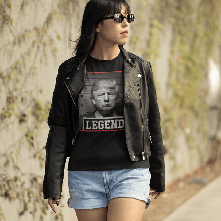 Political T-Shirt Trump Legend Mugshot Short Sleeve 100% Cotton Unisex Crew Neck Top - TopKoalaTee