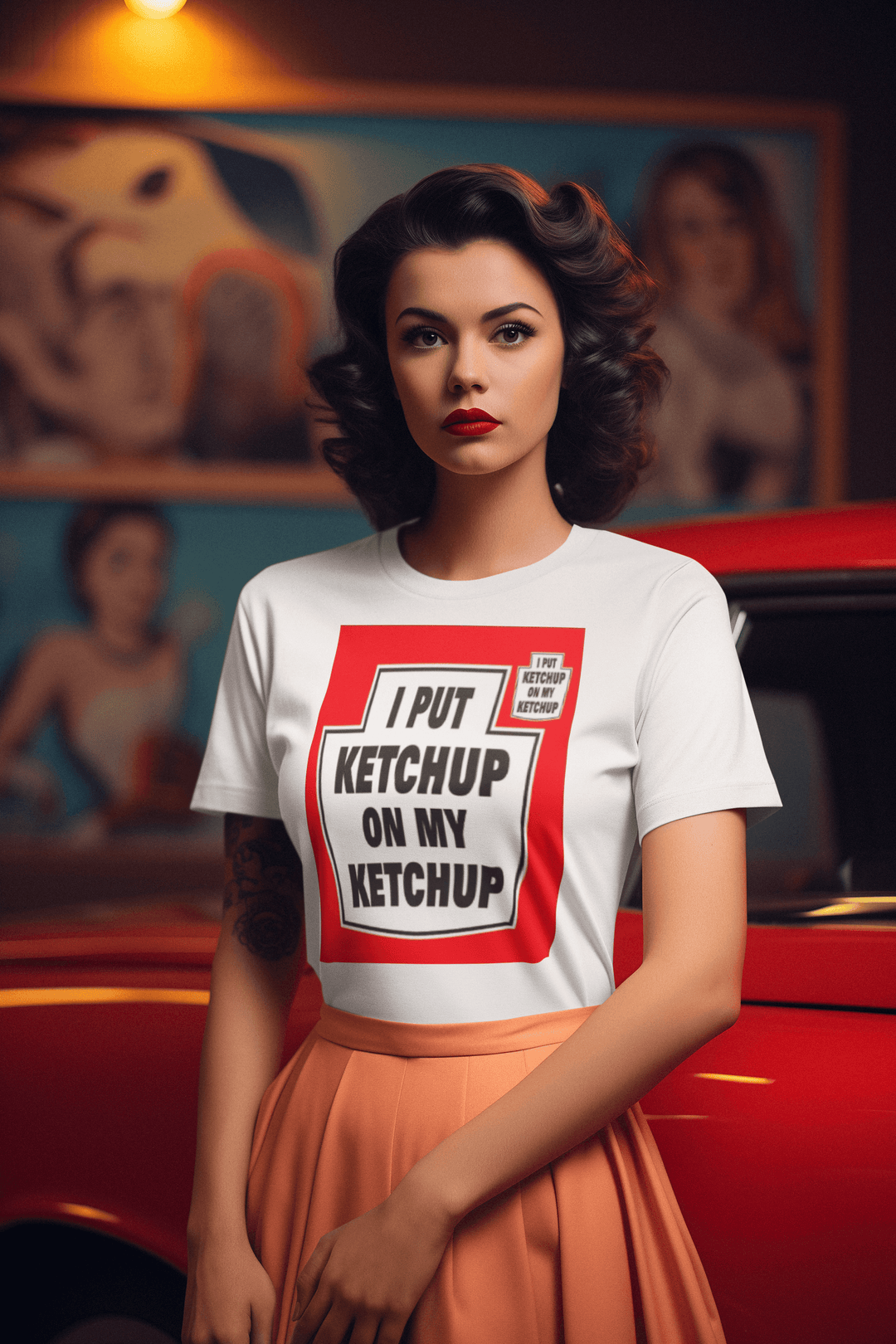 Pop Art T-shirt Famous Condiment Humor Short Sleeve 100 Percent Cotton Crewneck Top - TopKoalaTee