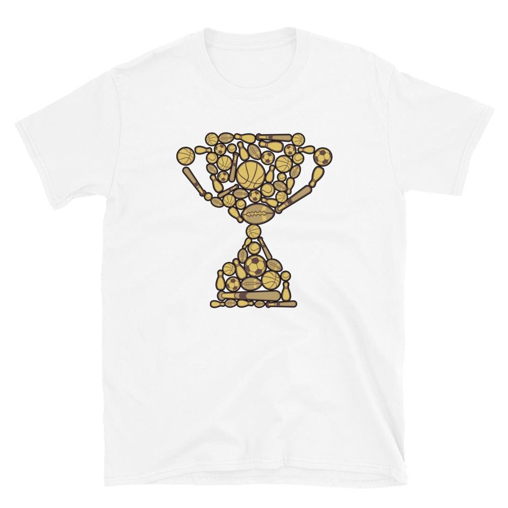 Pop Culture T-shirt of Champion Trophy Made of Sports Equipment Short-Sleeve Unisex Top - TopKoalaTee