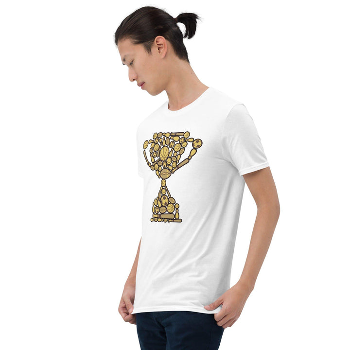 Pop Culture T-shirt of Champion Trophy Made of Sports Equipment Short-Sleeve Unisex Top - TopKoalaTee