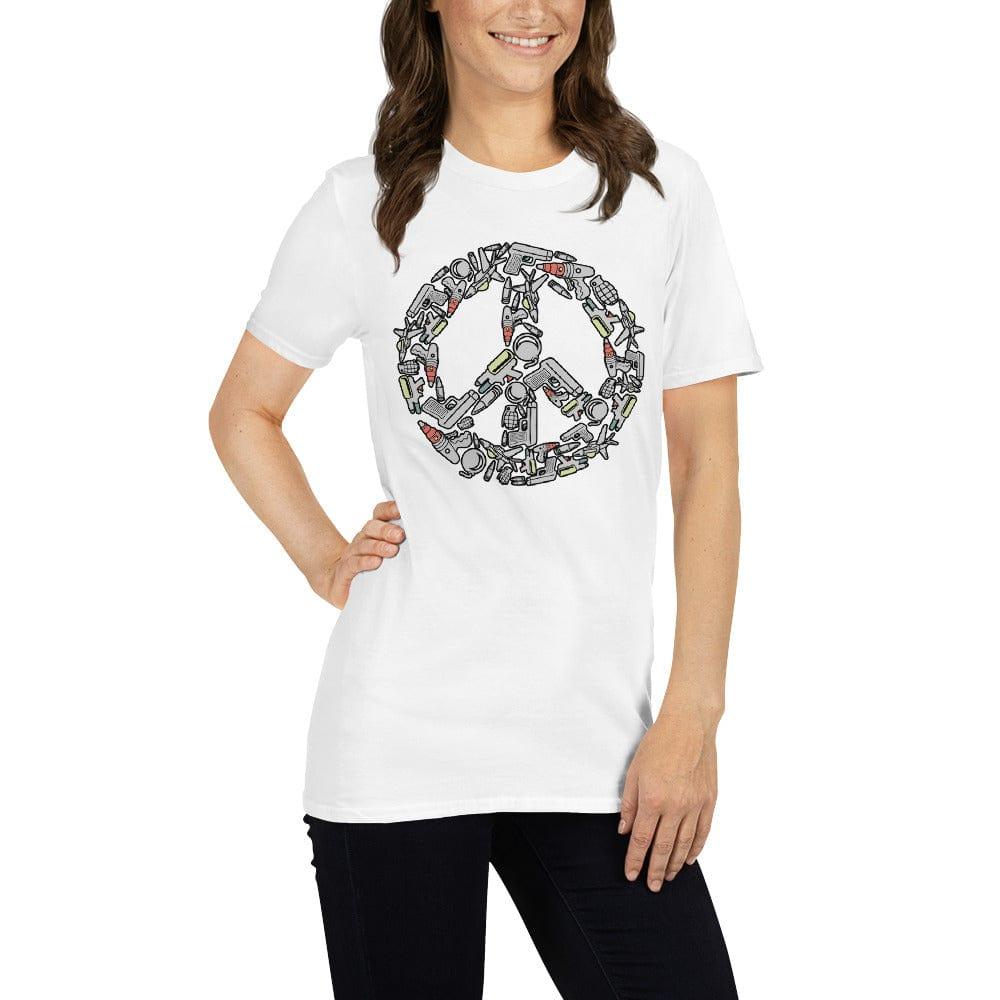 Pop culture T-shirt Peace Sign made up of Weapons Unisex Short Sleeve Top - TopKoalaTee