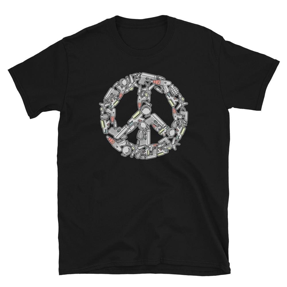 Pop culture T-shirt Peace Sign made up of Weapons Unisex Short Sleeve Top - TopKoalaTee