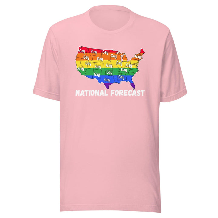 Gay Pride T-shirt US Map Showing National Forecast Gay For all States Short Sleeve Unisex Top - TopKoalaTee