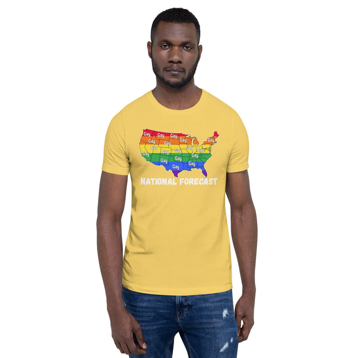 Gay Pride T-shirt US Map Showing National Forecast Gay For all States Short Sleeve Unisex Top - TopKoalaTee