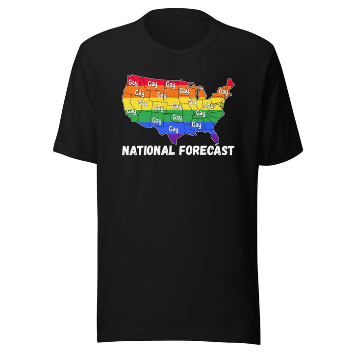 Gay Pride T-shirt US Map Showing National Forecast Gay For all States Short Sleeve Unisex Top - TopKoalaTee