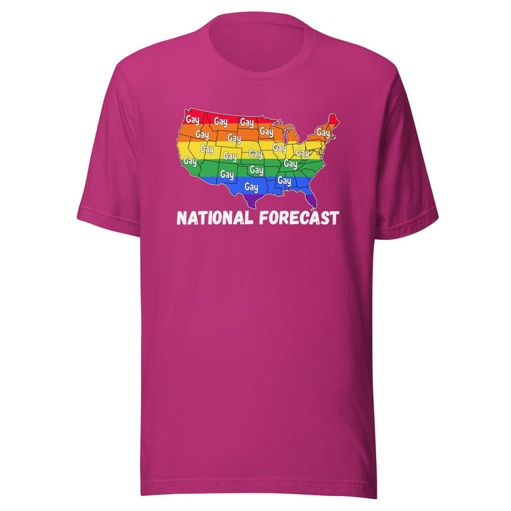 Gay Pride T-shirt US Map Showing National Forecast Gay For all States Short Sleeve Unisex Top - TopKoalaTee