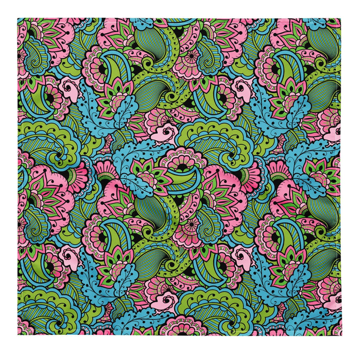 Psychedelic Green Paisley Pattern Neck Scarf Bandana - TopKoalaTee