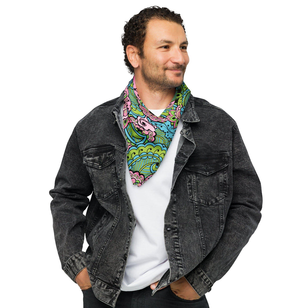 Psychedelic Green Paisley Pattern Neck Scarf Bandana - TopKoalaTee