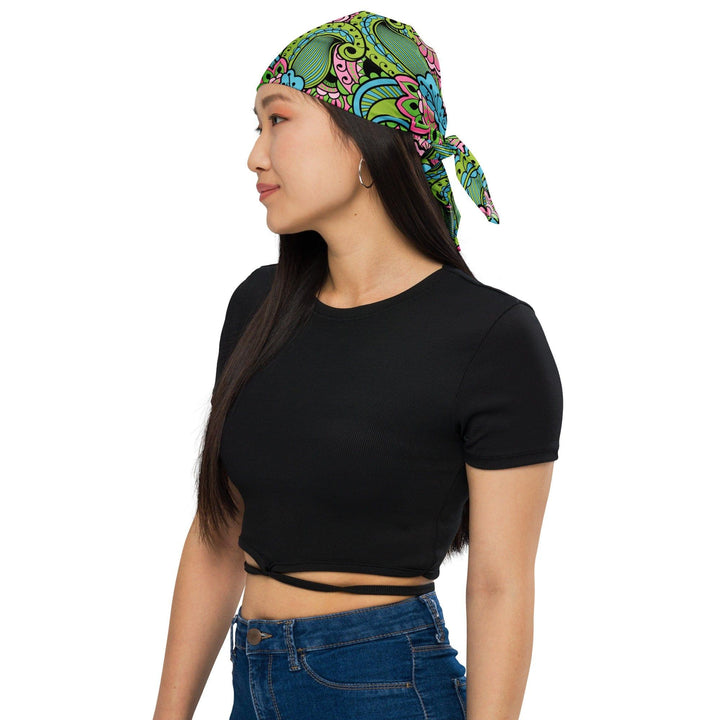 Psychedelic Green Paisley Pattern Neck Scarf Bandana - TopKoalaTee